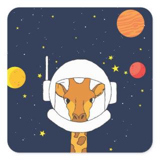 Giraffe Astronaut Animal With Space Helmet Clipart Square Sticker