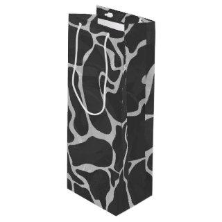 Giraffe Black and Light Gray Print Wine Gift Bag