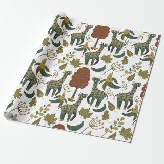 Giraffe seamless pattern | colorful floral pattern