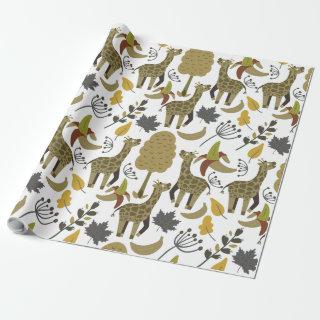 Giraffe seamless pattern yellow white tall
