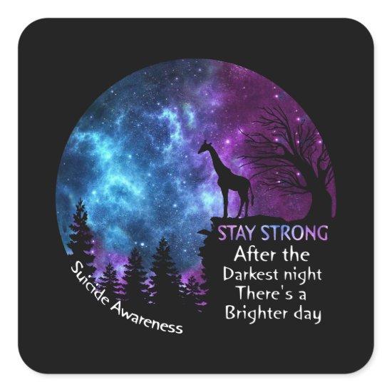 Giraffe Suicide Awareness Stay Strong Giraffe Gift Square Sticker
