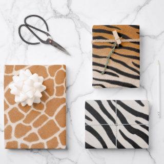 Giraffe Tiger & Zebra Fur Realistic Animal Print  Sheets