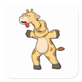 Giraffe with Knot in Neck Square Sticker