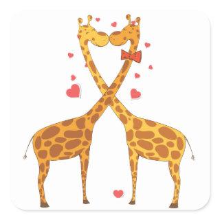 Giraffes in Love Square Sticker