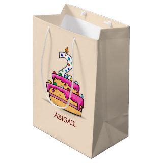 Girl 2nd Birthday, 2 on Sweet Pink Cake Medium Gift Bag
