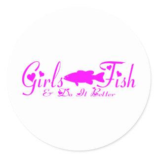 GIRL BASS FISHING CLASSIC ROUND STICKER
