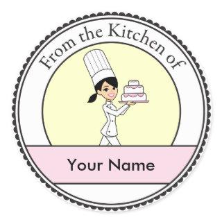 Girl Chef Print Classic Round Sticker