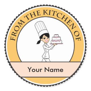 Girl Chef Print Classic Round Sticker