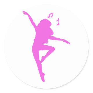 Girl dancer silhouette - Choose background color Classic Round Sticker