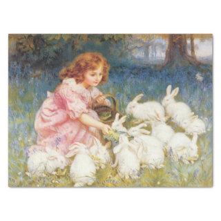 Girl Feeding the Rabbits (by Frederick Morgan) Tissue Paper