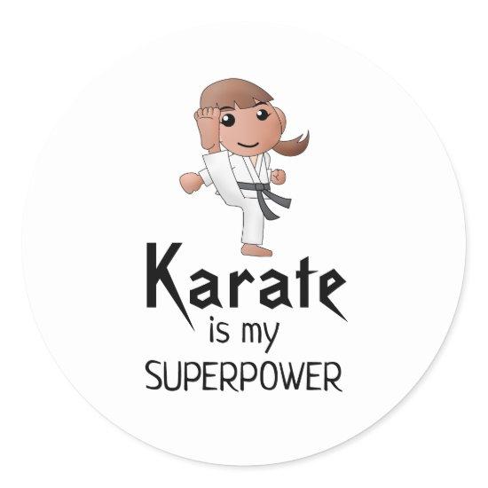 Girl - Karate is my Superpower Classic Round Sticker