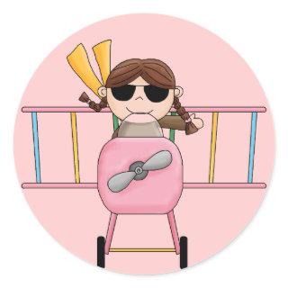Girl Pilot T-shirts and Gifts Classic Round Sticker