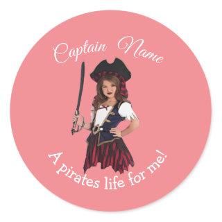 Girl Pirate  Classic Round Sticker