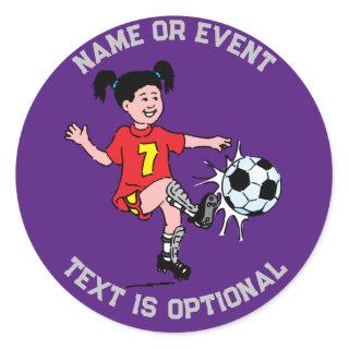 Girl Playing Soccer  Classic Round Sticker