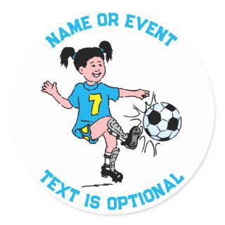 Girl Playing Soccer  Classic Round Sticker