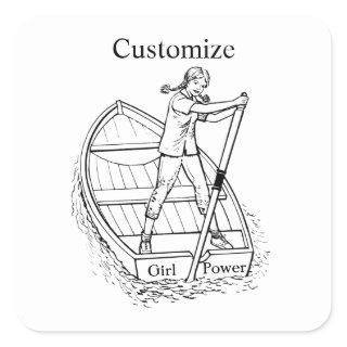 Girl Power Sculling Boat Thunder_Cove  Square Sticker