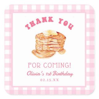 Girl Short Stack Pancake Birthday Thank You Square Sticker