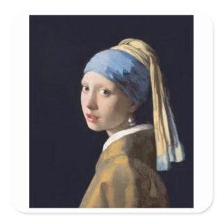 Girl with a pearl earring - Johannes Vermeer Square Sticker