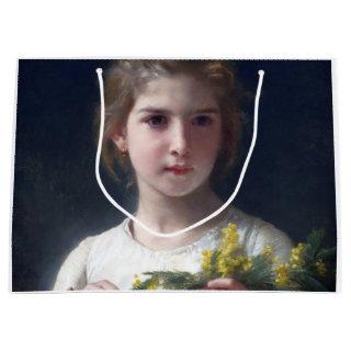 Girl with Mimosa, Bouguereau Large Gift Bag