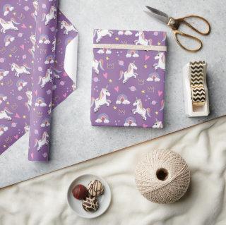 Girls Cute Purple Unicorn Pattern Kids Birthday
