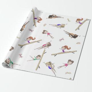 Girls Gymnastics Pink Purple Rainbow Pattern