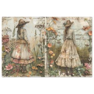 Girls In The Garden Decoupage Tissue Paper