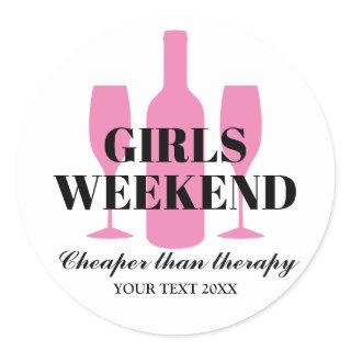 Girls weekend trip wine tasting party classic round sticker