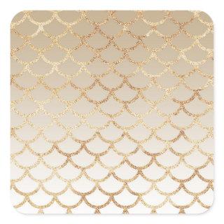 Girly and Glam Ombre Gold Mermaid Glitter Sparkles Square Sticker