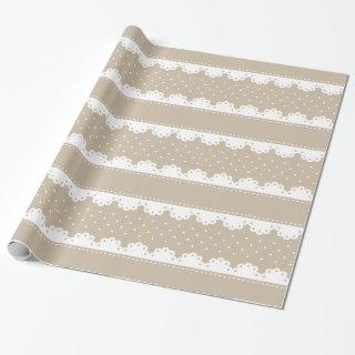 Girly Beige and White Polka Dot Lace Pattern