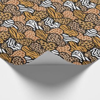 Girly Beige Playful Animal Print Hearts
