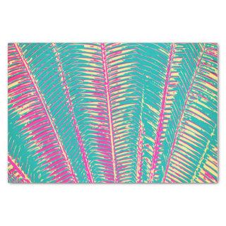 Girly Blue and Pink Tropical Palm Fronds Tissue Paper