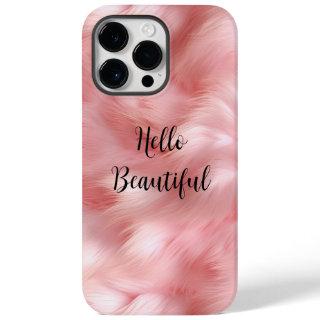 Girly Blush Pink Faux Fur  Case-Mate iPhone 14 Pro Max Case