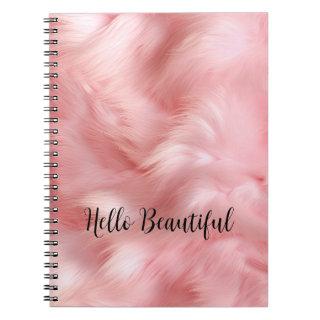 Girly Blush Pink Faux Fur  Notebook
