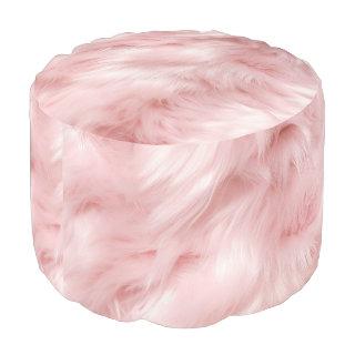 Girly Blush Pink Faux Fur  Pouf