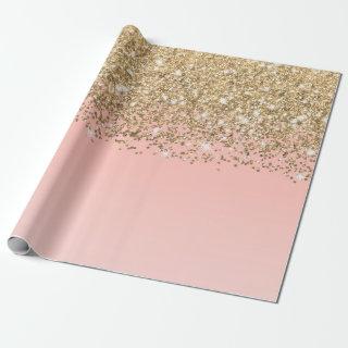 Girly Chic Gold Confetti Pink Gradient Ombre