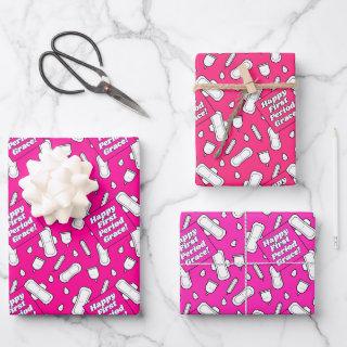 Girly Hot Pink Pad Pattern Text First Period Party  Sheets