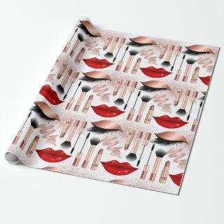 Girly Makeup Lips Eyes Pattern Rose Gold