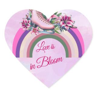 Girly Modern Love is in Bloom Rose Gold Pink Lily Heart Sticker