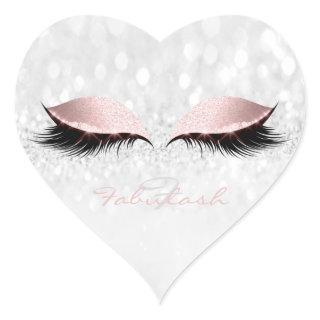 Girly Monogram Girl Glitter Pink Lashes Heart Gray Heart Sticker