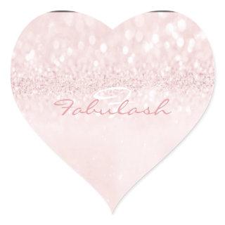 Girly Monogram Sparkly Glitter Pink Lashes Heart Heart Sticker