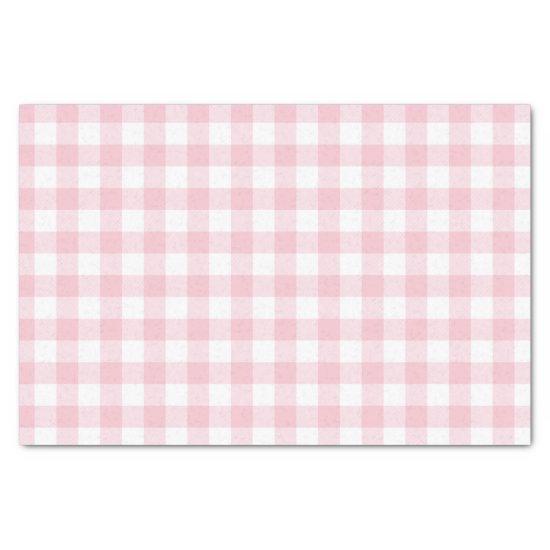 Girly Pastel Pink Gingham Plaid Tissue Paper