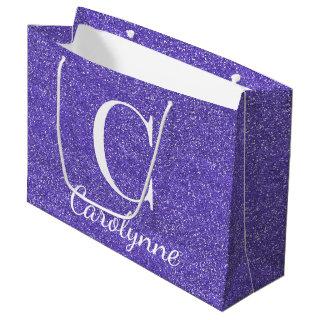 Girly Personalized Purple Faux Glitter Large Gift Bag