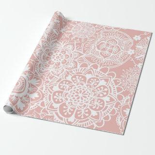 Girly Pink and White Mandala Pattern