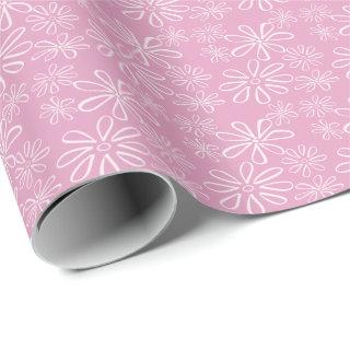 Girly Pink Blush Floral Doodle Pattern