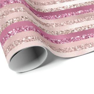 Girly Pink Blush Glitter Glam Stripes
