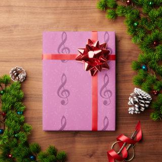 Girly Pink Clef and Musical Notes