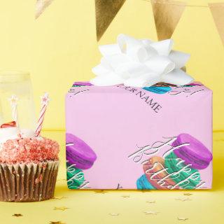Girly pink French macaron cookies custom Birthday