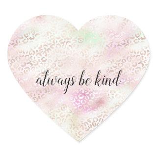 Girly Pink Gold Mint Glam Leopard Print Heart Sticker