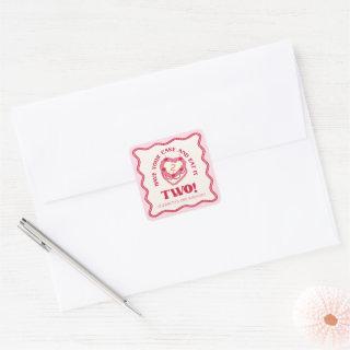 Girly Pink Have Your Cake and Eat It Two Birthday Square Sticker