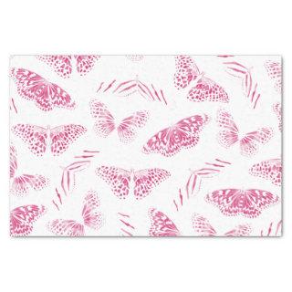 Girly Pink White Butterflies Watercolor Pattern Tissue Paper